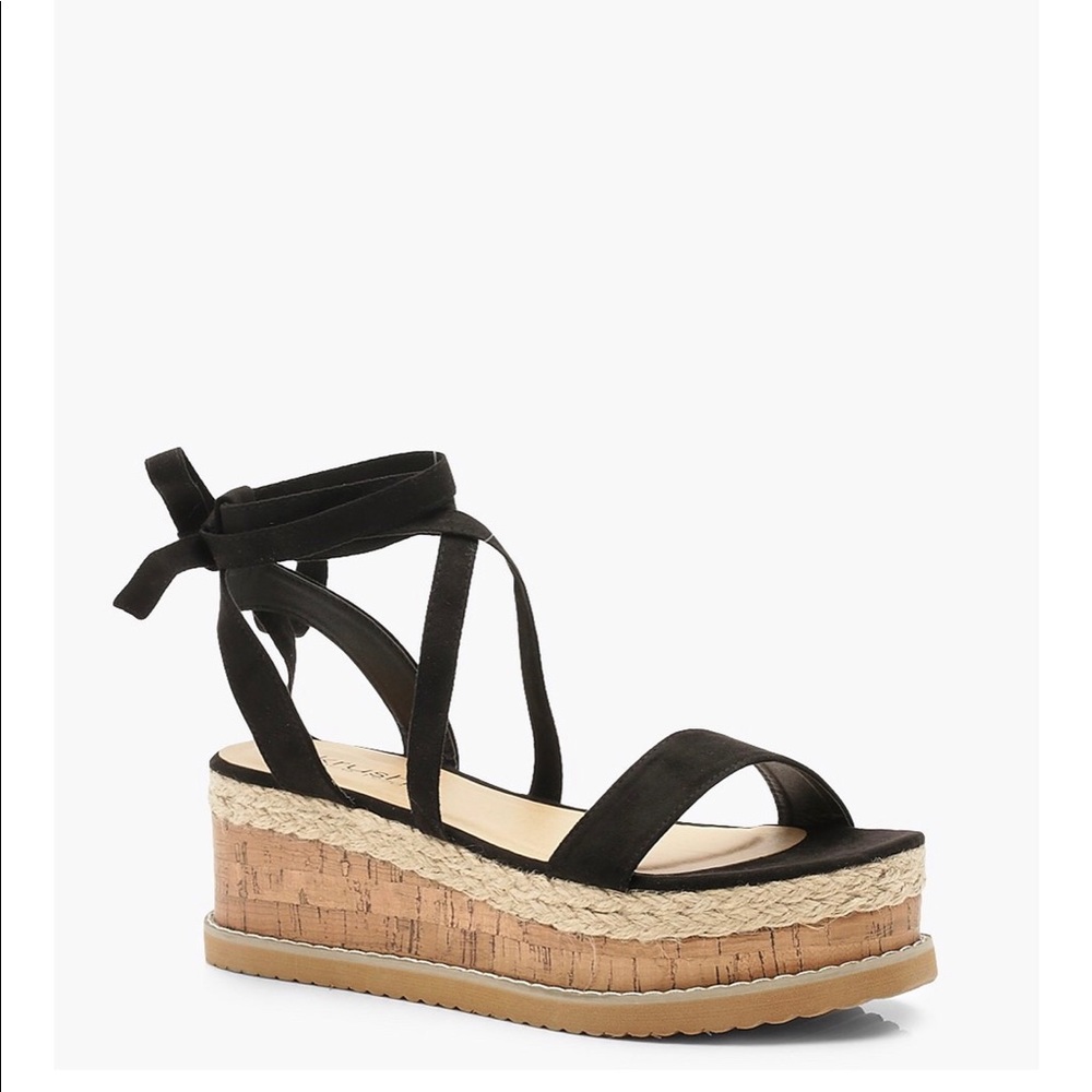 Wrap around espadrilles platform sandals